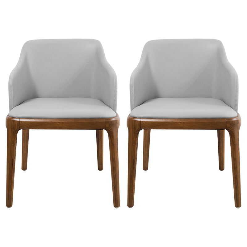 Scandinavian Leather Home Arm Chair Matte Finish Solid Back Dining Chair Light Gray 2 Piece Set Clearhalo ' kitchen&dining_furn' 'Dining Chairs' 'Dining Tables & Seating' 'dining_chair' 'furn' 'furn_dining_chair' 'Furniture' 'furniture_dining_chair' 'Kitchen & Dining Furniture' 'kitchen' 4159679