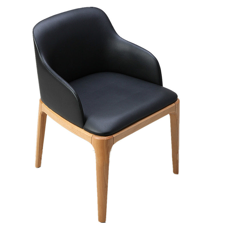 Scandinavian Leather Home Arm Chair Matte Finish Solid Back Dining Chair Clearhalo ' kitchen&dining_furn' 'Dining Chairs' 'Dining Tables & Seating' 'dining_chair' 'furn' 'furn_dining_chair' 'Furniture' 'furniture_dining_chair' 'Kitchen & Dining Furniture' 'kitchen' 4159683