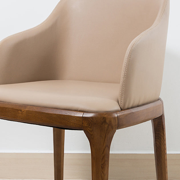 Scandinavian Leather Home Arm Chair Matte Finish Solid Back Dining Chair Clearhalo ' kitchen&dining_furn' 'Dining Chairs' 'Dining Tables & Seating' 'dining_chair' 'furn' 'furn_dining_chair' 'Furniture' 'furniture_dining_chair' 'Kitchen & Dining Furniture' 'kitchen' 4159686