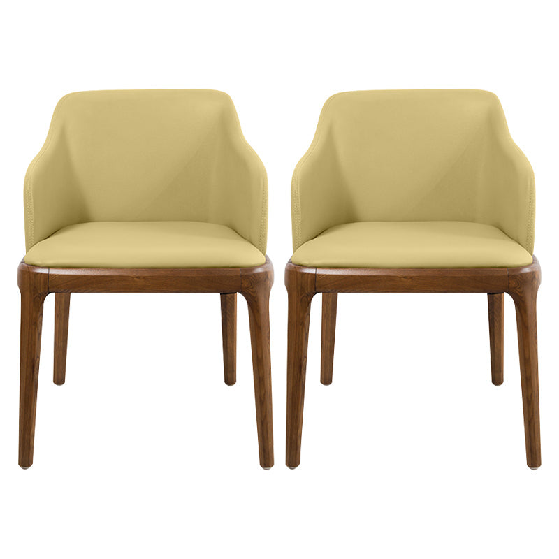 Scandinavian Leather Home Arm Chair Matte Finish Solid Back Dining Chair Khaki 2 Piece Set Clearhalo ' kitchen&dining_furn' 'Dining Chairs' 'Dining Tables & Seating' 'dining_chair' 'furn' 'furn_dining_chair' 'Furniture' 'furniture_dining_chair' 'Kitchen & Dining Furniture' 'kitchen' 4159689