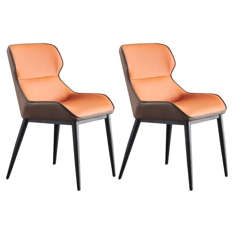 Contemporary Living Room Leather Side Chair Matte Finish Wingback Dining Chair Orange 2 Piece Set Clearhalo ' kitchen&dining_furn' 'Dining Chairs' 'Dining Tables & Seating' 'dining_chair' 'furn' 'furn_dining_chair' 'Furniture' 'furniture_dining_chair' 'Kitchen & Dining Furniture' 'kitchen' 4159715