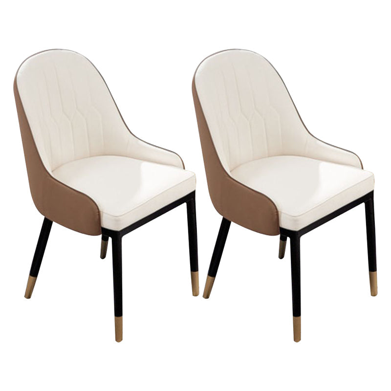 Glam Wood Dining Arm Chairs Faux Leather Dining Room Chairs for Home Use Off-White 2 Piece Set Clearhalo ' kitchen&dining_furn' 'Dining Chairs' 'Dining Tables & Seating' 'dining_chair' 'furn' 'furn_dining_chair' 'Furniture' 'furniture_dining_chair' 'Kitchen & Dining Furniture' 'kitchen' 4159753