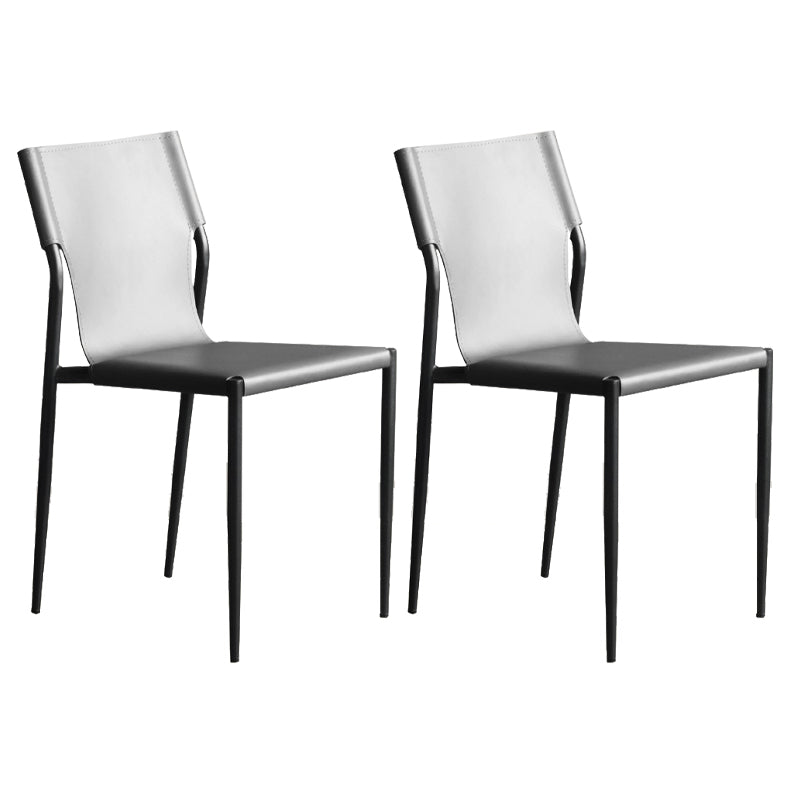 Industrial Leather Dining Room Chairs Armless Metal Dining Chairs for Restaurant Use Grey 2 Piece Set Clearhalo ' kitchen&dining_furn' 'Dining Chairs' 'Dining Tables & Seating' 'dining_chair' 'furn' 'furn_dining_chair' 'Furniture' 'furniture_dining_chair' 'Kitchen & Dining Furniture' 'kitchen' 4159757