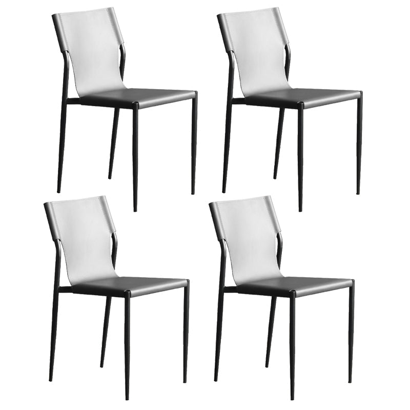 Industrial Leather Dining Room Chairs Armless Metal Dining Chairs for Restaurant Use Grey 4 Piece Set Clearhalo ' kitchen&dining_furn' 'Dining Chairs' 'Dining Tables & Seating' 'dining_chair' 'furn' 'furn_dining_chair' 'Furniture' 'furniture_dining_chair' 'Kitchen & Dining Furniture' 'kitchen' 4159759