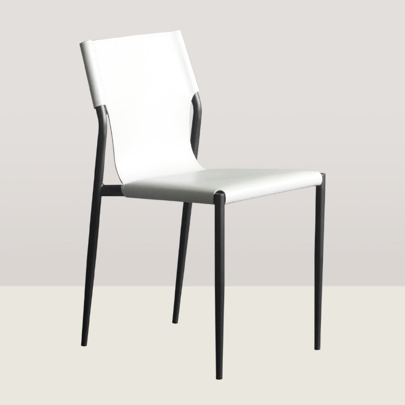 Industrial Leather Dining Room Chairs Armless Metal Dining Chairs for Restaurant Use Off-White 1 Piece Clearhalo ' kitchen&dining_furn' 'Dining Chairs' 'Dining Tables & Seating' 'dining_chair' 'furn' 'furn_dining_chair' 'Furniture' 'furniture_dining_chair' 'Kitchen & Dining Furniture' 'kitchen' 4159761