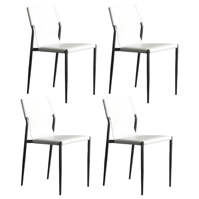 Industrial Leather Dining Room Chairs Armless Metal Dining Chairs for Restaurant Use Off-White 4 Piece Set Clearhalo ' kitchen&dining_furn' 'Dining Chairs' 'Dining Tables & Seating' 'dining_chair' 'furn' 'furn_dining_chair' 'Furniture' 'furniture_dining_chair' 'Kitchen & Dining Furniture' 'kitchen' 4159765