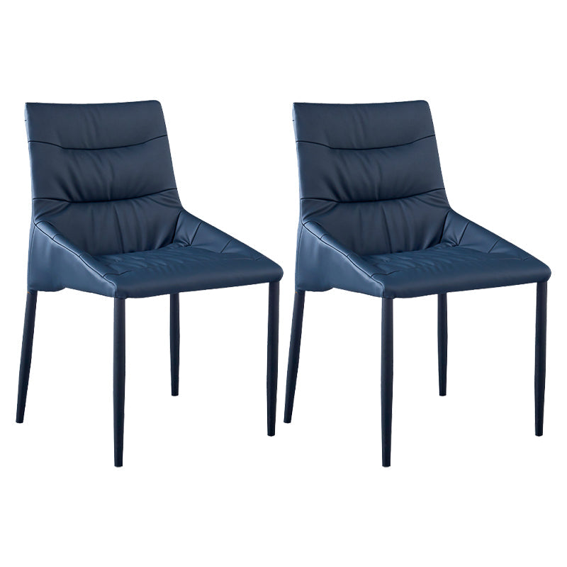Industrial Metal Dining Armless Chairs Leather Dining Chairs for Restaurant Use Dark Blue 2 Piece Set Clearhalo ' kitchen&dining_furn' 'Dining Chairs' 'Dining Tables & Seating' 'dining_chair' 'furn' 'furn_dining_chair' 'Furniture' 'furniture_dining_chair' 'Kitchen & Dining Furniture' 'kitchen' 4159779