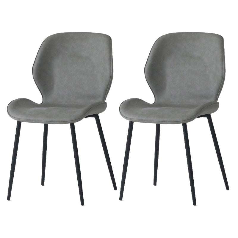 Contemporary Style Kitchen Dining Chair Metal Dining Wingback Armless Side Chairs Light Gray 2 Piece Set Clearhalo ' kitchen&dining_furn' 'Dining Chairs' 'Dining Tables & Seating' 'dining_chair' 'furn' 'furn_dining_chair' 'Furniture' 'furniture_dining_chair' 'Kitchen & Dining Furniture' 'kitchen' 4159799
