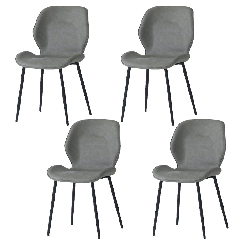 Contemporary Style Kitchen Dining Chair Metal Dining Wingback Armless Side Chairs Light Gray 4 Piece Set Clearhalo ' kitchen&dining_furn' 'Dining Chairs' 'Dining Tables & Seating' 'dining_chair' 'furn' 'furn_dining_chair' 'Furniture' 'furniture_dining_chair' 'Kitchen & Dining Furniture' 'kitchen' 4159801