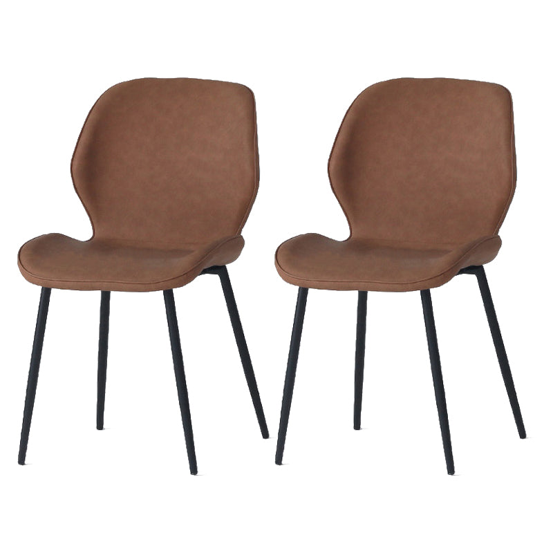 Contemporary Style Kitchen Dining Chair Metal Dining Wingback Armless Side Chairs Dark Brown 2 Piece Set Clearhalo ' kitchen&dining_furn' 'Dining Chairs' 'Dining Tables & Seating' 'dining_chair' 'furn' 'furn_dining_chair' 'Furniture' 'furniture_dining_chair' 'Kitchen & Dining Furniture' 'kitchen' 4159806