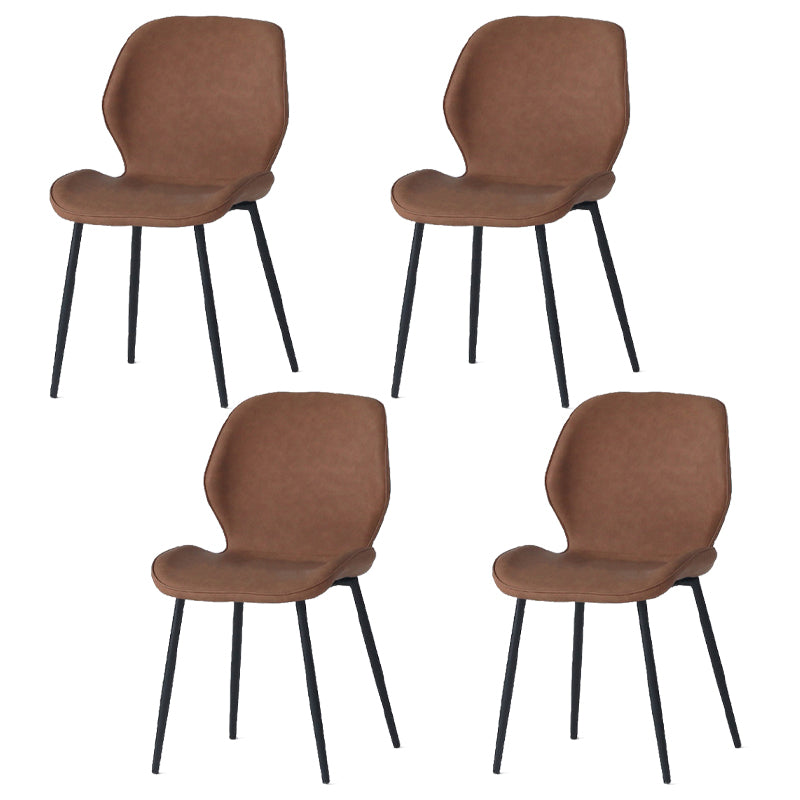 Contemporary Style Kitchen Dining Chair Metal Dining Wingback Armless Side Chairs Dark Brown 4 Piece Set Clearhalo ' kitchen&dining_furn' 'Dining Chairs' 'Dining Tables & Seating' 'dining_chair' 'furn' 'furn_dining_chair' 'Furniture' 'furniture_dining_chair' 'Kitchen & Dining Furniture' 'kitchen' 4159807