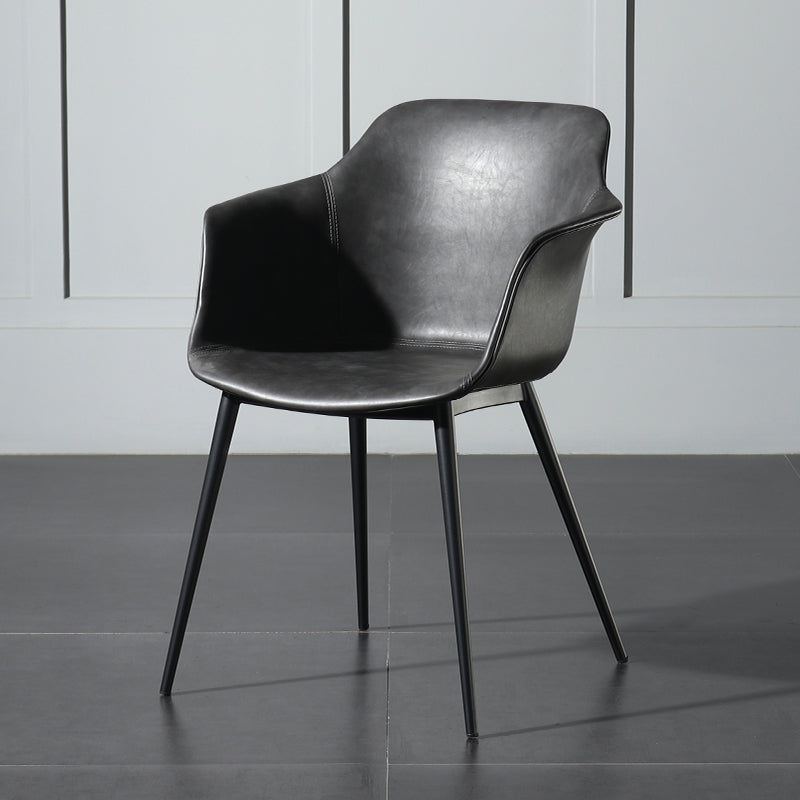 Contemporary Style Dining Chair Arm Metal Side Parsons Chairs for Kitchen Dark Gray 1 Piece Clearhalo ' kitchen&dining_furn' 'Dining Chairs' 'Dining Tables & Seating' 'dining_chair' 'Furniture' 'furniture_dining_chair' 'Kitchen & Dining Furniture' 'kitchen' 4159814