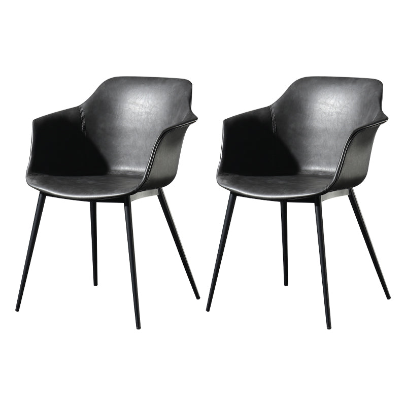 Contemporary Style Dining Chair Arm Metal Side Parsons Chairs for Kitchen Dark Gray Set of 2 Clearhalo ' kitchen&dining_furn' 'Dining Chairs' 'Dining Tables & Seating' 'dining_chair' 'Furniture' 'furniture_dining_chair' 'Kitchen & Dining Furniture' 'kitchen' 4159815