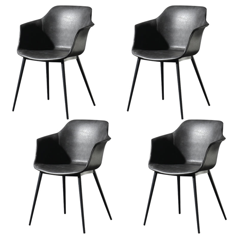Contemporary Style Dining Chair Arm Metal Side Parsons Chairs for Kitchen Dark Gray Set of 4 Clearhalo ' kitchen&dining_furn' 'Dining Chairs' 'Dining Tables & Seating' 'dining_chair' 'Furniture' 'furniture_dining_chair' 'Kitchen & Dining Furniture' 'kitchen' 4159817