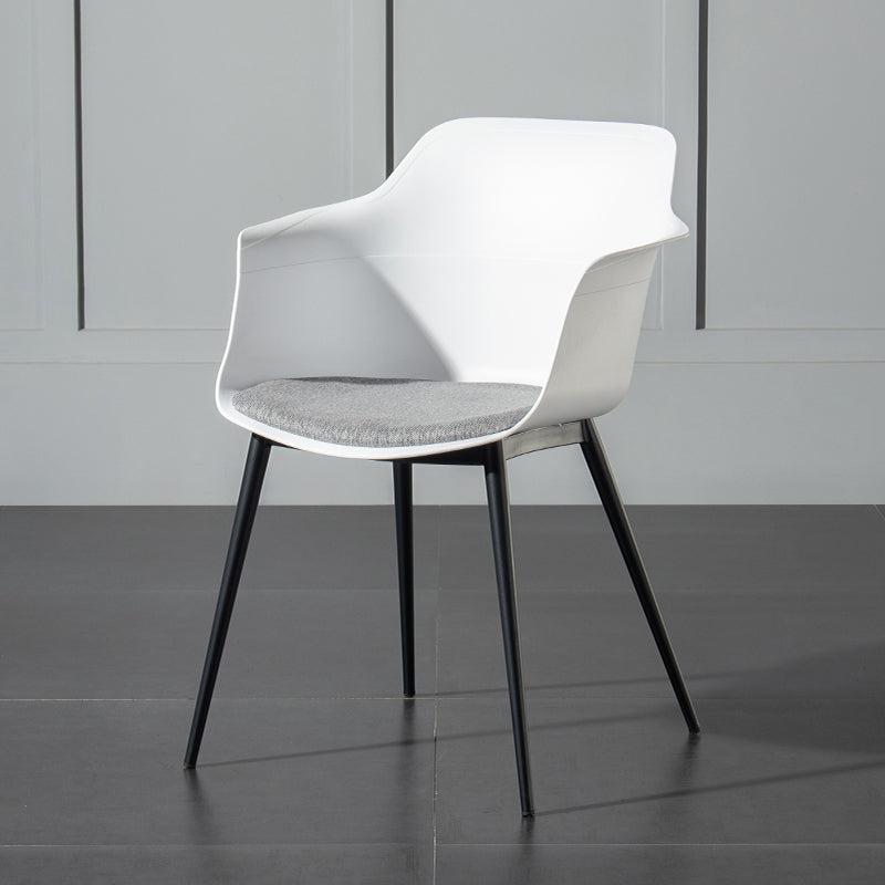 Contemporary Style Dining Chair Arm Metal Side Parsons Chairs for Kitchen White 1 Piece Clearhalo ' kitchen&dining_furn' 'Dining Chairs' 'Dining Tables & Seating' 'dining_chair' 'Furniture' 'furniture_dining_chair' 'Kitchen & Dining Furniture' 'kitchen' 4159819
