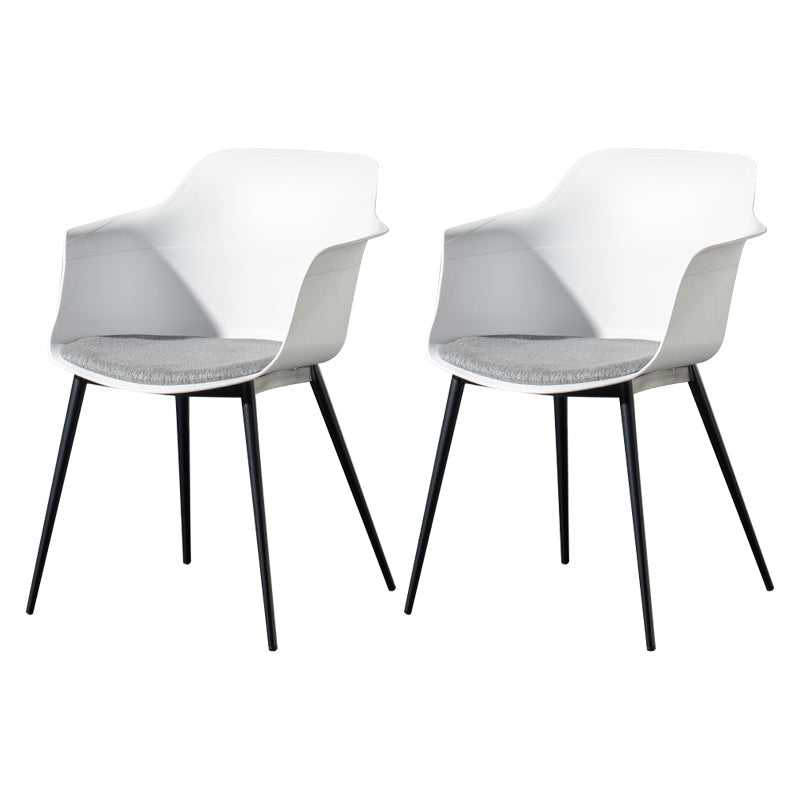 Contemporary Style Dining Chair Arm Metal Side Parsons Chairs for Kitchen White Set of 2 Clearhalo ' kitchen&dining_furn' 'Dining Chairs' 'Dining Tables & Seating' 'dining_chair' 'Furniture' 'furniture_dining_chair' 'Kitchen & Dining Furniture' 'kitchen' 4159821