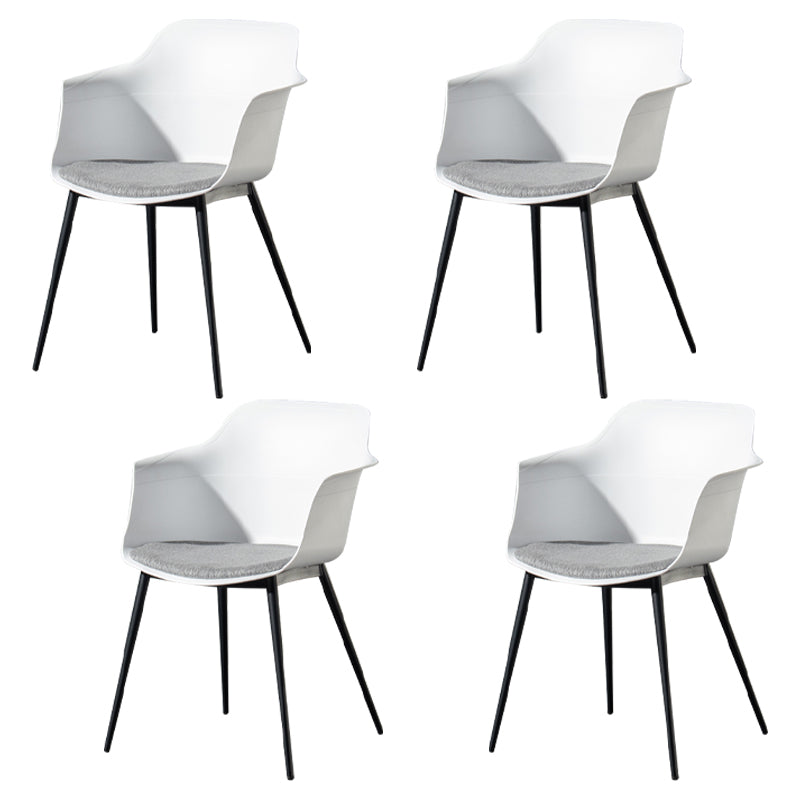Contemporary Style Dining Chair Arm Metal Side Parsons Chairs for Kitchen White Set of 4 Clearhalo ' kitchen&dining_furn' 'Dining Chairs' 'Dining Tables & Seating' 'dining_chair' 'Furniture' 'furniture_dining_chair' 'Kitchen & Dining Furniture' 'kitchen' 4159824
