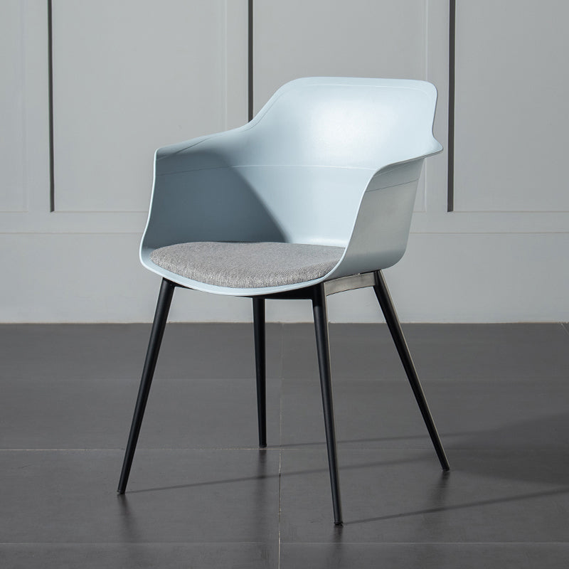 Contemporary Style Dining Chair Arm Metal Side Parsons Chairs for Kitchen Light Blue 1 Piece Clearhalo ' kitchen&dining_furn' 'Dining Chairs' 'Dining Tables & Seating' 'dining_chair' 'Furniture' 'furniture_dining_chair' 'Kitchen & Dining Furniture' 'kitchen' 4159826