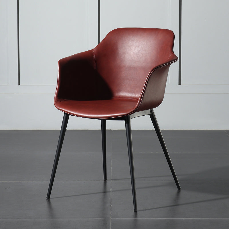 Contemporary Style Dining Chair Arm Metal Side Parsons Chairs for Kitchen Burgundy 1 Piece Clearhalo ' kitchen&dining_furn' 'Dining Chairs' 'Dining Tables & Seating' 'dining_chair' 'Furniture' 'furniture_dining_chair' 'Kitchen & Dining Furniture' 'kitchen' 4159836