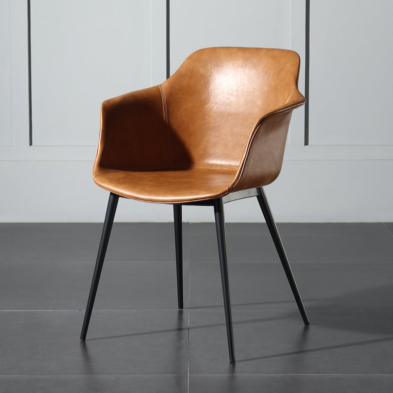 Contemporary Style Dining Chair Arm Metal Side Parsons Chairs for Kitchen Tan 1 Piece Clearhalo ' kitchen&dining_furn' 'Dining Chairs' 'Dining Tables & Seating' 'dining_chair' 'Furniture' 'furniture_dining_chair' 'Kitchen & Dining Furniture' 'kitchen' 4159839