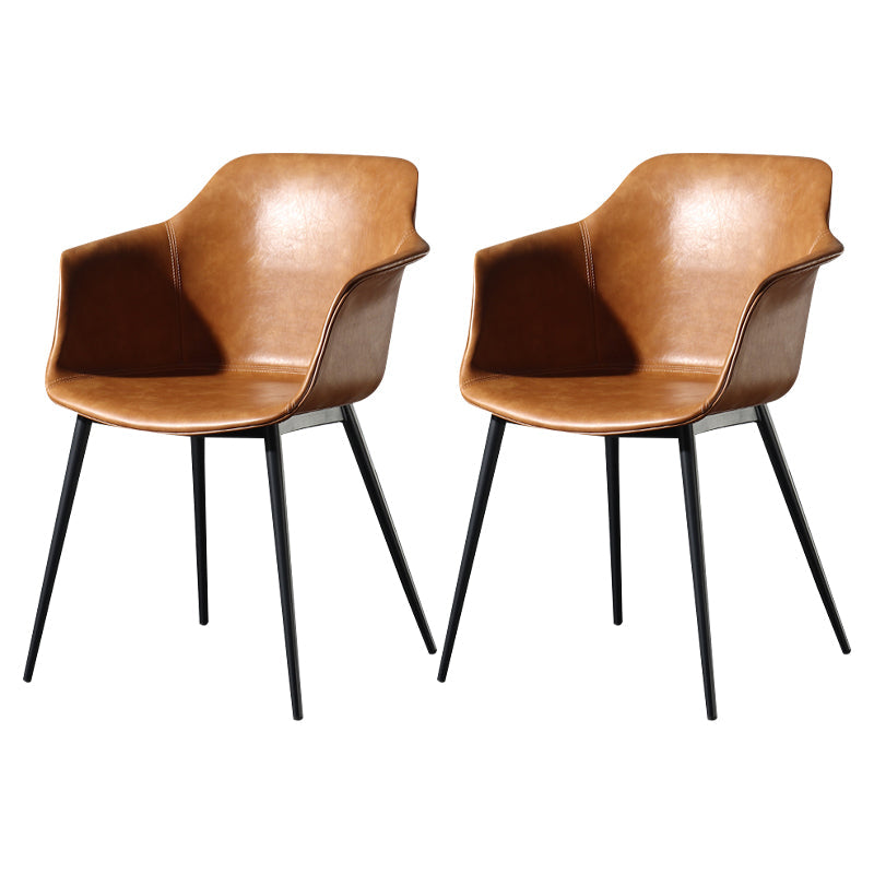 Contemporary Style Dining Chair Arm Metal Side Parsons Chairs for Kitchen Tan Set of 2 Clearhalo ' kitchen&dining_furn' 'Dining Chairs' 'Dining Tables & Seating' 'dining_chair' 'Furniture' 'furniture_dining_chair' 'Kitchen & Dining Furniture' 'kitchen' 4159840