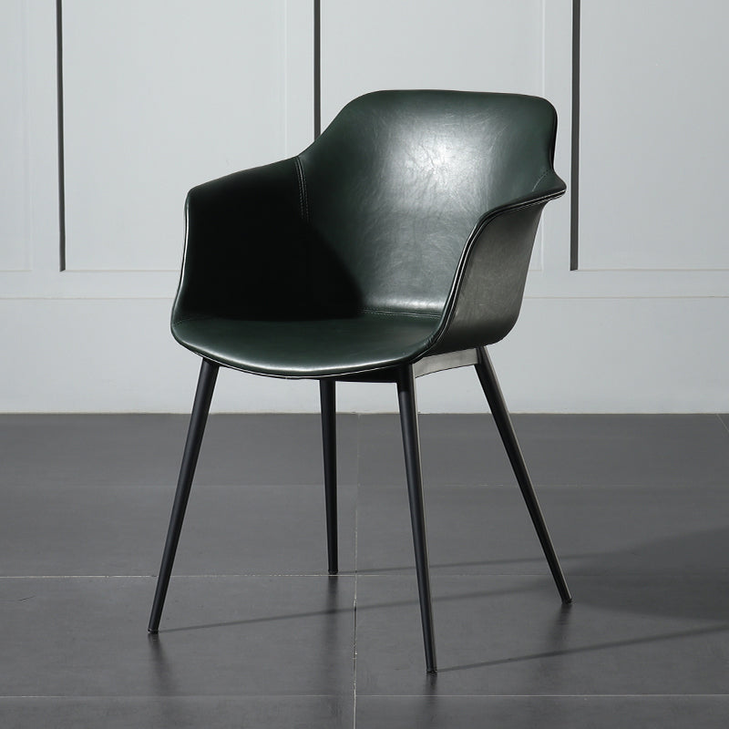 Contemporary Style Dining Chair Arm Metal Side Parsons Chairs for Kitchen Blackish Green 1 Piece Clearhalo ' kitchen&dining_furn' 'Dining Chairs' 'Dining Tables & Seating' 'dining_chair' 'Furniture' 'furniture_dining_chair' 'Kitchen & Dining Furniture' 'kitchen' 4159842
