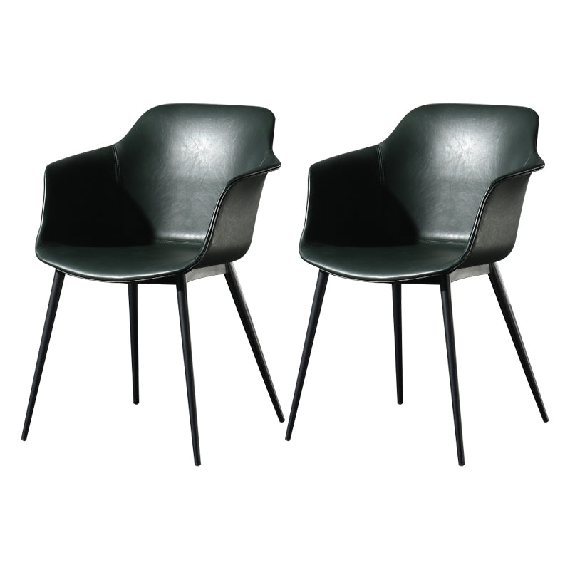 Contemporary Style Dining Chair Arm Metal Side Parsons Chairs for Kitchen Blackish Green Set of 2 Clearhalo ' kitchen&dining_furn' 'Dining Chairs' 'Dining Tables & Seating' 'dining_chair' 'Furniture' 'furniture_dining_chair' 'Kitchen & Dining Furniture' 'kitchen' 4159843