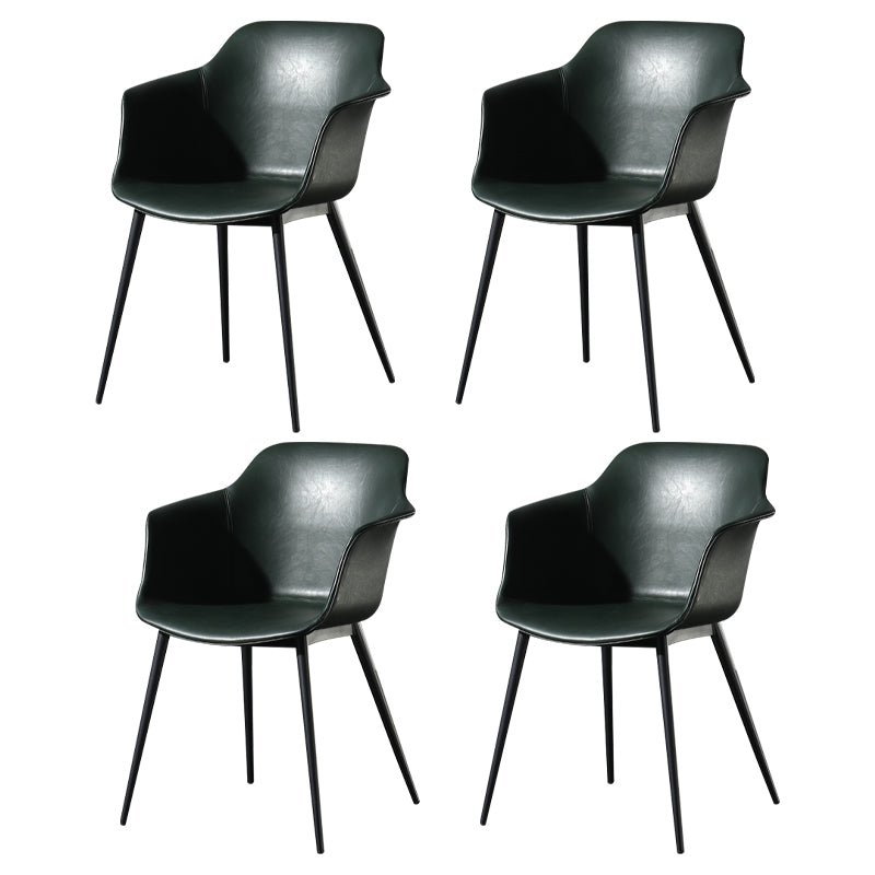 Contemporary Style Dining Chair Arm Metal Side Parsons Chairs for Kitchen Blackish Green Set of 4 Clearhalo ' kitchen&dining_furn' 'Dining Chairs' 'Dining Tables & Seating' 'dining_chair' 'Furniture' 'furniture_dining_chair' 'Kitchen & Dining Furniture' 'kitchen' 4159844