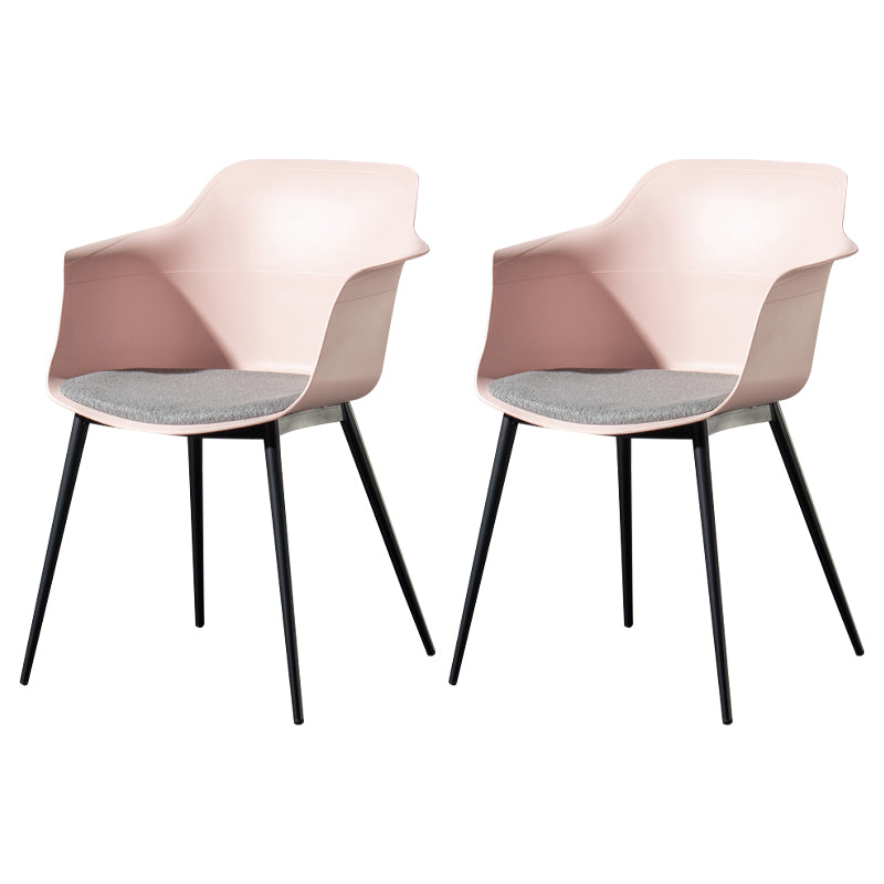 Contemporary Style Dining Chair Arm Metal Side Parsons Chairs for Kitchen Rose Bloom Set of 2 Clearhalo ' kitchen&dining_furn' 'Dining Chairs' 'Dining Tables & Seating' 'dining_chair' 'Furniture' 'furniture_dining_chair' 'Kitchen & Dining Furniture' 'kitchen' 4159846