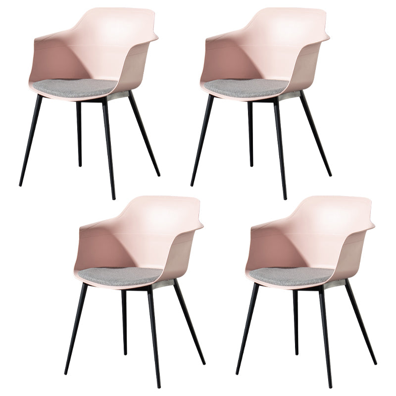 Contemporary Style Dining Chair Arm Metal Side Parsons Chairs for Kitchen Rose Bloom Set of 4 Clearhalo ' kitchen&dining_furn' 'Dining Chairs' 'Dining Tables & Seating' 'dining_chair' 'Furniture' 'furniture_dining_chair' 'Kitchen & Dining Furniture' 'kitchen' 4159847