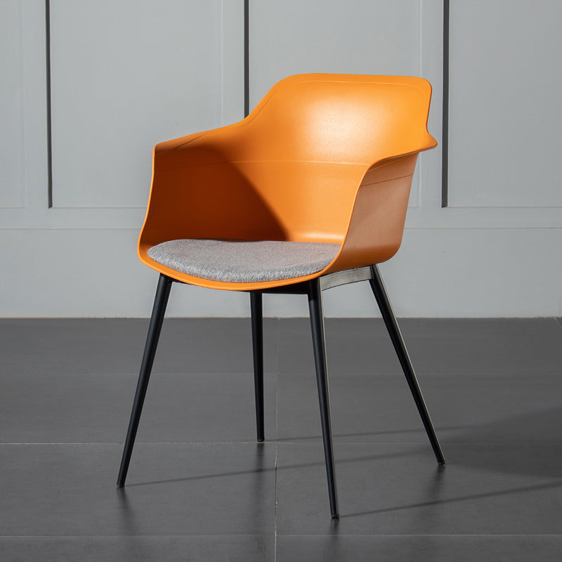 Contemporary Style Dining Chair Arm Metal Side Parsons Chairs for Kitchen Orange-Red 1 Piece Clearhalo ' kitchen&dining_furn' 'Dining Chairs' 'Dining Tables & Seating' 'dining_chair' 'Furniture' 'furniture_dining_chair' 'Kitchen & Dining Furniture' 'kitchen' 4159848