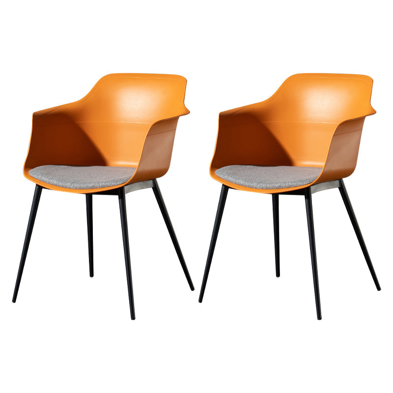 Contemporary Style Dining Chair Arm Metal Side Parsons Chairs for Kitchen Orange-Red Set of 2 Clearhalo ' kitchen&dining_furn' 'Dining Chairs' 'Dining Tables & Seating' 'dining_chair' 'Furniture' 'furniture_dining_chair' 'Kitchen & Dining Furniture' 'kitchen' 4159849