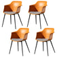 Contemporary Style Dining Chair Arm Metal Side Parsons Chairs for Kitchen Orange-Red Set of 4 Clearhalo ' kitchen&dining_furn' 'Dining Chairs' 'Dining Tables & Seating' 'dining_chair' 'Furniture' 'furniture_dining_chair' 'Kitchen & Dining Furniture' 'kitchen' 4159850