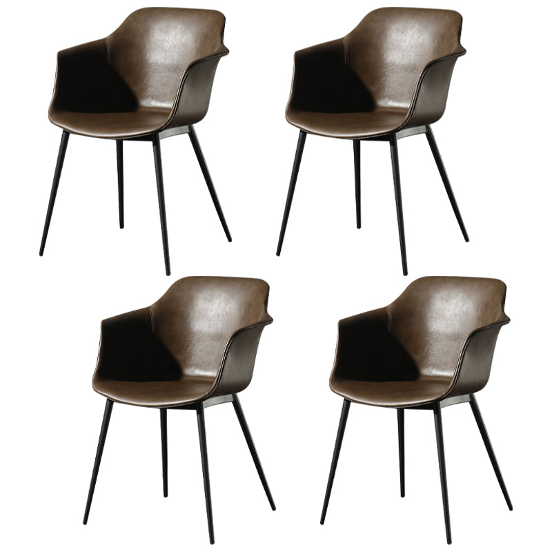 Contemporary Style Dining Chair Arm Metal Side Parsons Chairs for Kitchen Tan Set of 4 Clearhalo ' kitchen&dining_furn' 'Dining Chairs' 'Dining Tables & Seating' 'dining_chair' 'Furniture' 'furniture_dining_chair' 'Kitchen & Dining Furniture' 'kitchen' 4159853