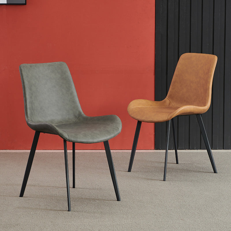 Metal Leather Industrial Dining Chairs Solid Back Dining Room Chairs (Set of 2) Clearhalo ' kitchen&dining_furn' 'Dining Chairs' 'Dining Tables & Seating' 'dining_chair' 'furn' 'furn_dining_chair' 'Furniture' 'furniture_dining_chair' 'Kitchen & Dining Furniture' 'kitchen' 4159855