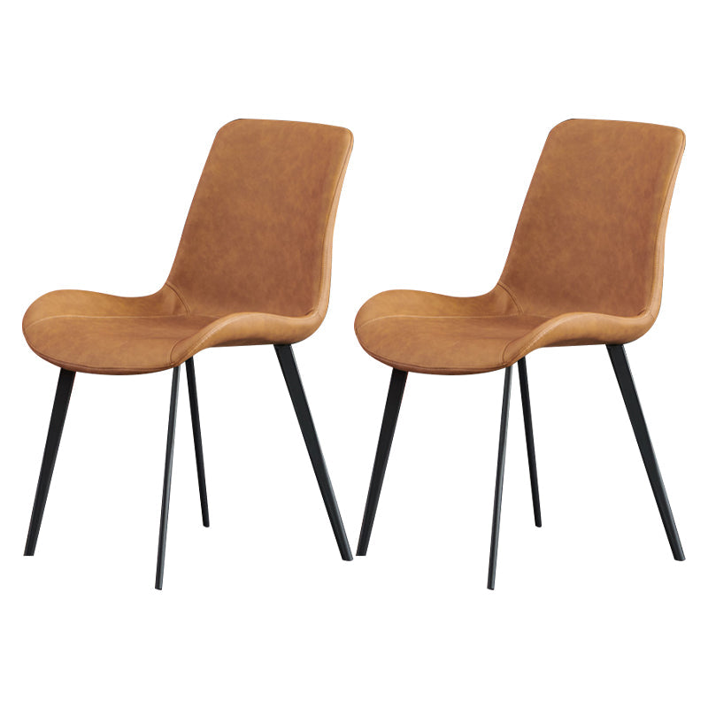 Metal Leather Industrial Dining Chairs Solid Back Dining Room Chairs (Set of 2) Yellow Clearhalo ' kitchen&dining_furn' 'Dining Chairs' 'Dining Tables & Seating' 'dining_chair' 'furn' 'furn_dining_chair' 'Furniture' 'furniture_dining_chair' 'Kitchen & Dining Furniture' 'kitchen' 4159857