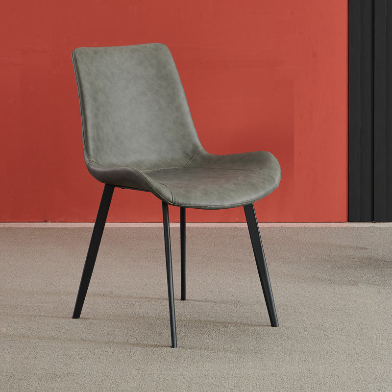 Metal Leather Industrial Dining Chairs Solid Back Dining Room Chairs (Set of 2) Clearhalo ' kitchen&dining_furn' 'Dining Chairs' 'Dining Tables & Seating' 'dining_chair' 'furn' 'furn_dining_chair' 'Furniture' 'furniture_dining_chair' 'Kitchen & Dining Furniture' 'kitchen' 4159860