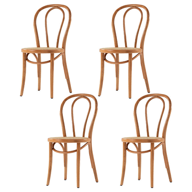 Country Style Wood Dining Chair Open Back Dining Side Chair for Home Use Apricot-Brown 4 Piece Set Clearhalo ' kitchen&dining_furn' 'Dining Chairs' 'Dining Tables & Seating' 'dining_chair' 'furn' 'furn_dining_chair' 'Furniture' 'furniture_dining_chair' 'Kitchen & Dining Furniture' 'kitchen' 4159888