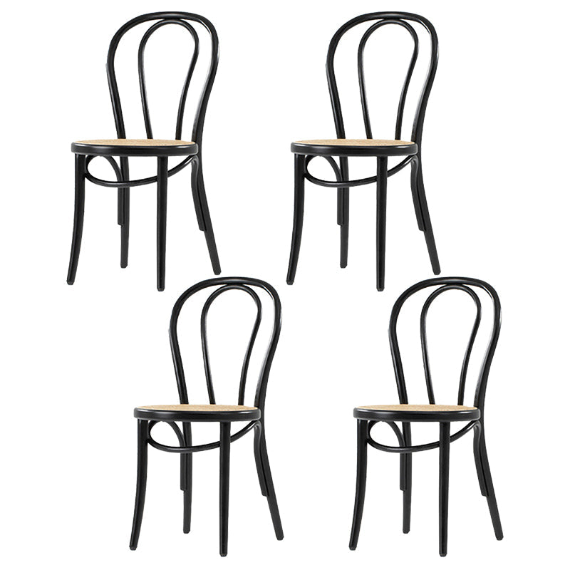 Country Style Wood Dining Chair Open Back Dining Side Chair for Home Use Black-Apricot 4 Piece Set Clearhalo ' kitchen&dining_furn' 'Dining Chairs' 'Dining Tables & Seating' 'dining_chair' 'furn' 'furn_dining_chair' 'Furniture' 'furniture_dining_chair' 'Kitchen & Dining Furniture' 'kitchen' 4159893