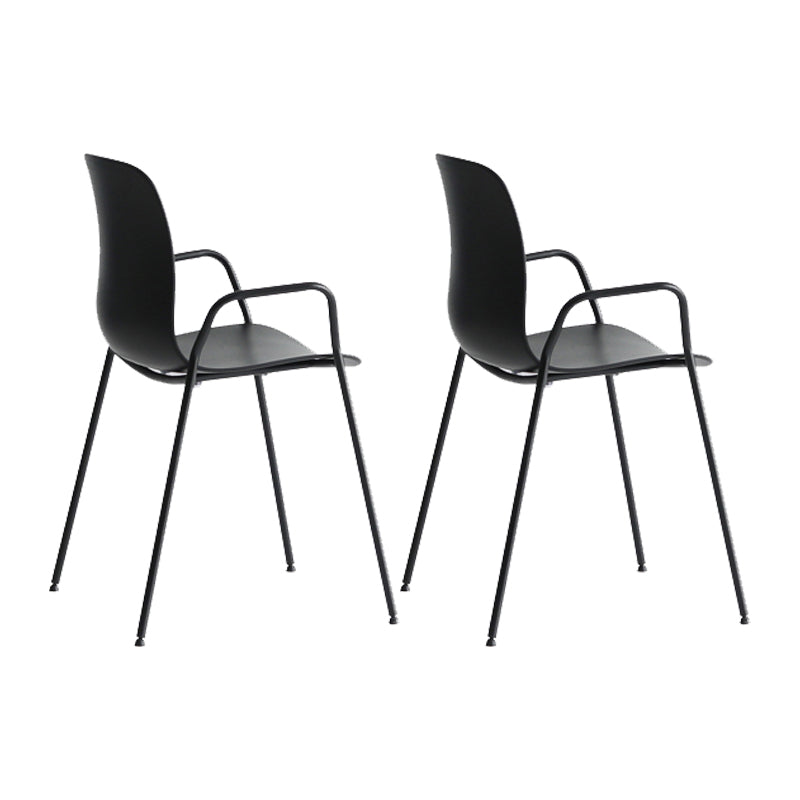 Industrial Plastic Meeting Room Arm Chair Matte Finish Solid Back Dining Chair Black 2 Piece Set Clearhalo ' kitchen&dining_furn' 'Dining Chairs' 'Dining Tables & Seating' 'dining_chair' 'furn' 'furn_dining_chair' 'Furniture' 'furniture_dining_chair' 'Kitchen & Dining Furniture' 'kitchen' 4159899