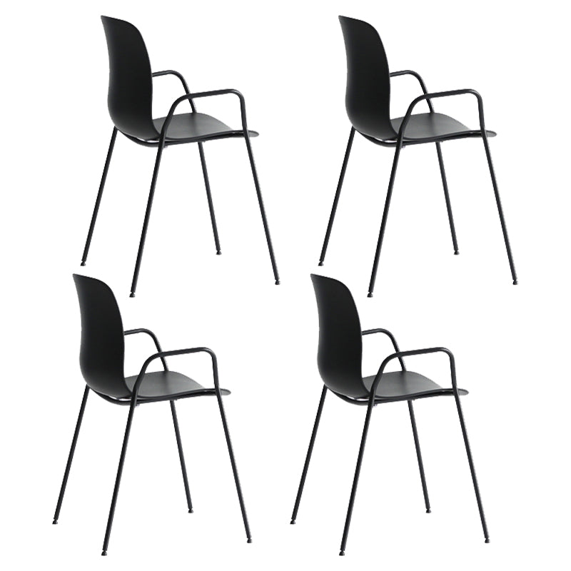 Industrial Plastic Meeting Room Arm Chair Matte Finish Solid Back Dining Chair Black 4 Piece Set Clearhalo ' kitchen&dining_furn' 'Dining Chairs' 'Dining Tables & Seating' 'dining_chair' 'furn' 'furn_dining_chair' 'Furniture' 'furniture_dining_chair' 'Kitchen & Dining Furniture' 'kitchen' 4159900