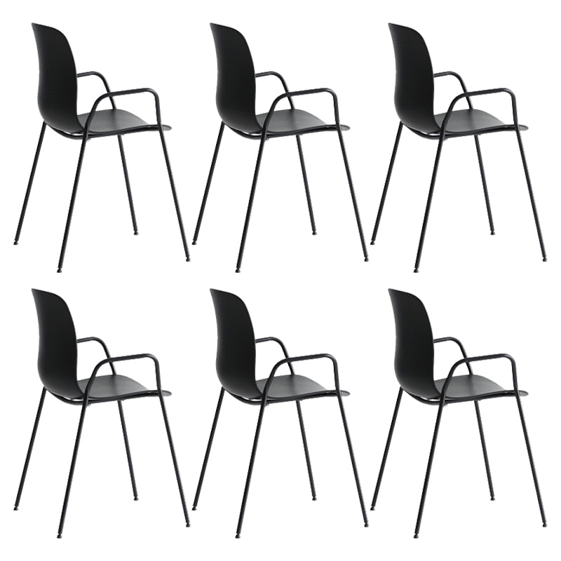 Industrial Plastic Meeting Room Arm Chair Matte Finish Solid Back Dining Chair Black 6 Piece Set Clearhalo ' kitchen&dining_furn' 'Dining Chairs' 'Dining Tables & Seating' 'dining_chair' 'furn' 'furn_dining_chair' 'Furniture' 'furniture_dining_chair' 'Kitchen & Dining Furniture' 'kitchen' 4159902