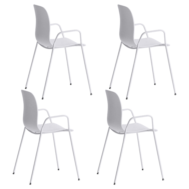 Industrial Plastic Meeting Room Arm Chair Matte Finish Solid Back Dining Chair White 4 Piece Set Clearhalo ' kitchen&dining_furn' 'Dining Chairs' 'Dining Tables & Seating' 'dining_chair' 'furn' 'furn_dining_chair' 'Furniture' 'furniture_dining_chair' 'Kitchen & Dining Furniture' 'kitchen' 4159906