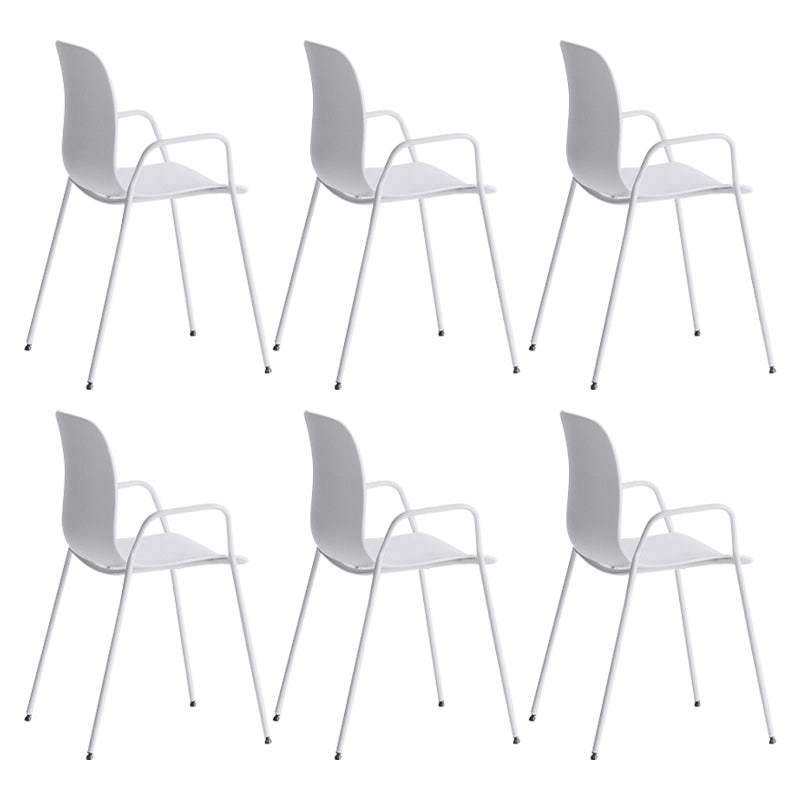 Industrial Plastic Meeting Room Arm Chair Matte Finish Solid Back Dining Chair White 6 Piece Set Clearhalo ' kitchen&dining_furn' 'Dining Chairs' 'Dining Tables & Seating' 'dining_chair' 'furn' 'furn_dining_chair' 'Furniture' 'furniture_dining_chair' 'Kitchen & Dining Furniture' 'kitchen' 4159908