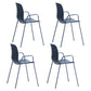 Industrial Plastic Meeting Room Arm Chair Matte Finish Solid Back Dining Chair Blue 4 Piece Set Clearhalo ' kitchen&dining_furn' 'Dining Chairs' 'Dining Tables & Seating' 'dining_chair' 'furn' 'furn_dining_chair' 'Furniture' 'furniture_dining_chair' 'Kitchen & Dining Furniture' 'kitchen' 4159918
