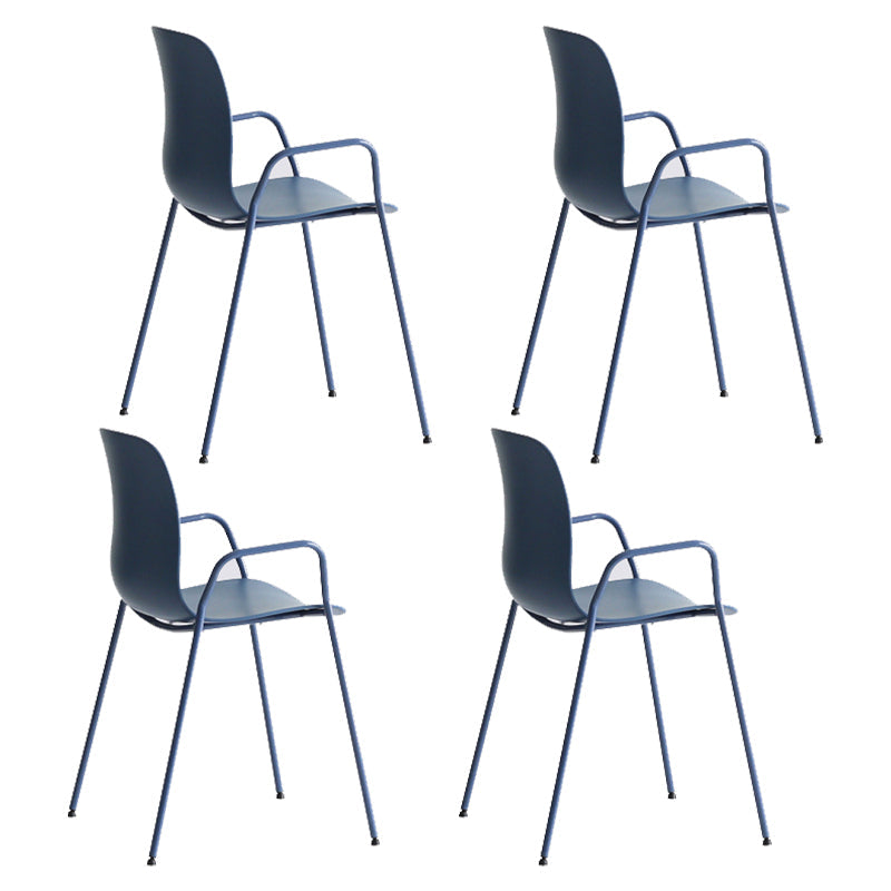 Industrial Plastic Meeting Room Arm Chair Matte Finish Solid Back Dining Chair Blue 4 Piece Set Clearhalo ' kitchen&dining_furn' 'Dining Chairs' 'Dining Tables & Seating' 'dining_chair' 'furn' 'furn_dining_chair' 'Furniture' 'furniture_dining_chair' 'Kitchen & Dining Furniture' 'kitchen' 4159918
