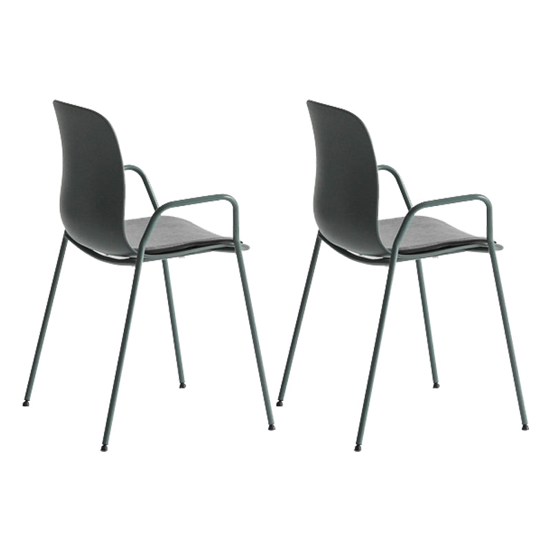 Industrial Plastic Meeting Room Arm Chair Matte Finish Solid Back Dining Chair Gray-Green 2 Piece Set Clearhalo ' kitchen&dining_furn' 'Dining Chairs' 'Dining Tables & Seating' 'dining_chair' 'furn' 'furn_dining_chair' 'Furniture' 'furniture_dining_chair' 'Kitchen & Dining Furniture' 'kitchen' 4159923