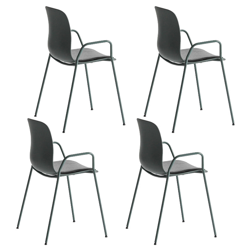 Industrial Plastic Meeting Room Arm Chair Matte Finish Solid Back Dining Chair Gray-Green 4 Piece Set Clearhalo ' kitchen&dining_furn' 'Dining Chairs' 'Dining Tables & Seating' 'dining_chair' 'furn' 'furn_dining_chair' 'Furniture' 'furniture_dining_chair' 'Kitchen & Dining Furniture' 'kitchen' 4159924