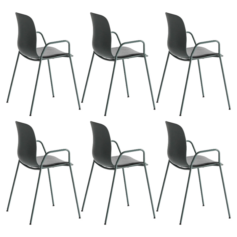 Industrial Plastic Meeting Room Arm Chair Matte Finish Solid Back Dining Chair Gray-Green 6 Piece Set Clearhalo ' kitchen&dining_furn' 'Dining Chairs' 'Dining Tables & Seating' 'dining_chair' 'furn' 'furn_dining_chair' 'Furniture' 'furniture_dining_chair' 'Kitchen & Dining Furniture' 'kitchen' 4159925
