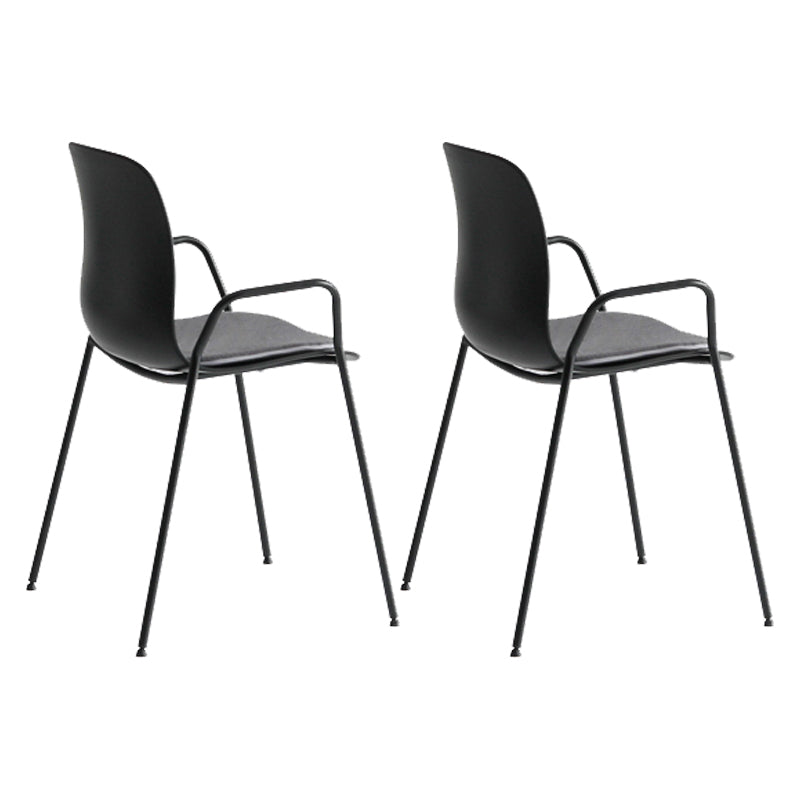 Industrial Plastic Meeting Room Arm Chair Matte Finish Solid Back Dining Chair Black-Gray 2 Piece Set Clearhalo ' kitchen&dining_furn' 'Dining Chairs' 'Dining Tables & Seating' 'dining_chair' 'furn' 'furn_dining_chair' 'Furniture' 'furniture_dining_chair' 'Kitchen & Dining Furniture' 'kitchen' 4159926